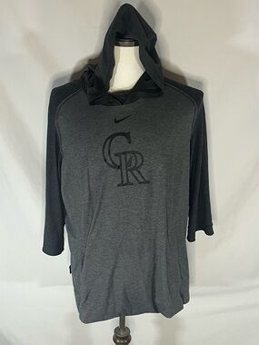Nike Colorado Rockies MLB Authentic Collection 3/4 Raglan Sleeve Mens Hoodie L